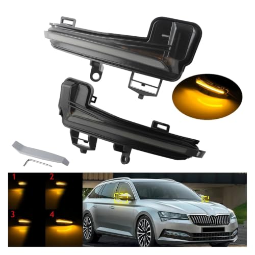 Indicateur de miroir d'aile LED dynamique anti angle mort pour Skoda 3V - 3