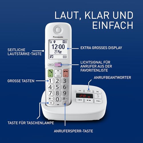 Panasonic KX-TGU432EXW digitales schnurloses Telefon mit Anrufbeantworter, Basisstation & 2 Mobilteile, LCD-Display, Favoriten-Taste… – Ansicht 2