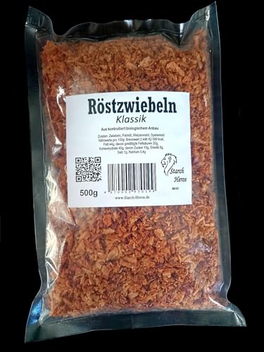 Röstzwiebeln Klassik 500 Gramm vegan vegetarisch aus deutschem Anbau ohne Zuckerzusatz Konservierungsstoffe oder Hefeextrakte