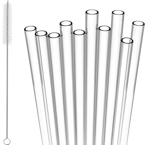 Trinkhalme aus Kunststoff, wiederverwendbar, mit Bürste, 19 mm x 7 mm, perfekt für Cocktails, Milch, Saft, Tee (Trinkhalme), 20 Stück
