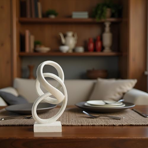 10" Modern Abstract Ribbon Decorative Sculpture, Knot Sculptures,Home Decor,Coffee Table Statues,Dining Living Room Desk Decor(White) - Image 5