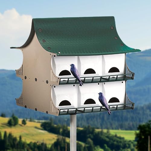 S&K 12 Room Purple Martin House Package - Complete Birdhouse Kit with Telescoping Pole, Decoys, and Guidebook