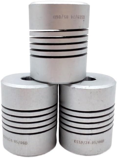 Aluminum Threaded Wire Gold Elastic Coupling 4mm 5mm 6mm 8mm 10mm for Encoder Stepper Motor Outer Diameter 19mm Length 24mm(Size:6mm-6mm)