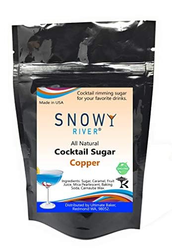 Snowy River Copper Cocktail Sugar - Kosher Certified Naturally Colored Copper Cocktail Rimmer (8oz, Large Crystal)