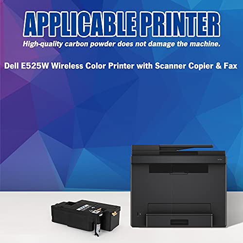 Ink E-Sale Compatible Toner Cartridge Replacement For Dell 525 E525 E525W (Kcmy, 4 Packs), For Use With Dell E525W Color Laser Printer For 593-Bbjx 593-Bbju 593-Bbjv 593-Bbjw #TOP1