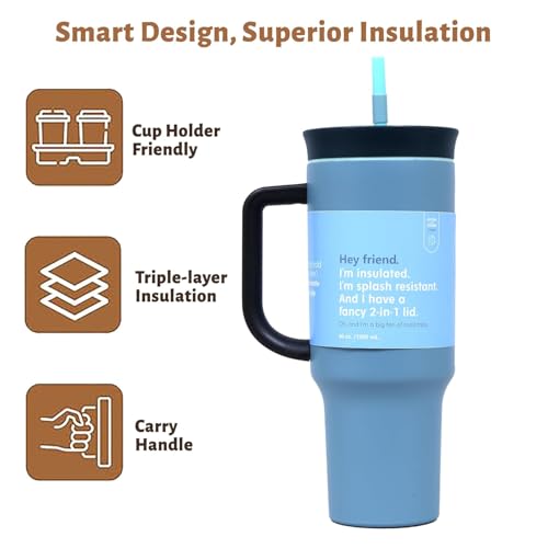 Image of Stainless Steel 1200 ml Vacuum Tumbler with Lid & Straw - Double‑Wall Insulated Cup for Travel, Gym & Office - Keeps Beverages Hot or Cold - 1.2 L Capacity (Dolphin Gray)