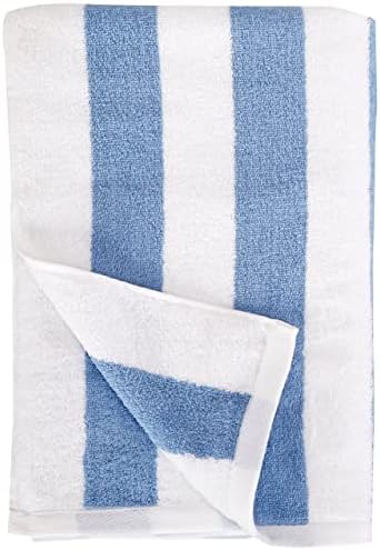 Amazon Basics Beach Towel - Cabana Stripe, Sky Blue, Pack of 1