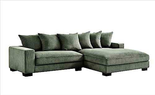 Container-Furniture-Direct-Luxe-Oversized-Two-Piece-Sectional-Couches-for-Living-Room-1024-Inch-L-Shaped-Sofa-with-Chaise-Upholstered-with-Corduroy-Fabric-Dark-Green