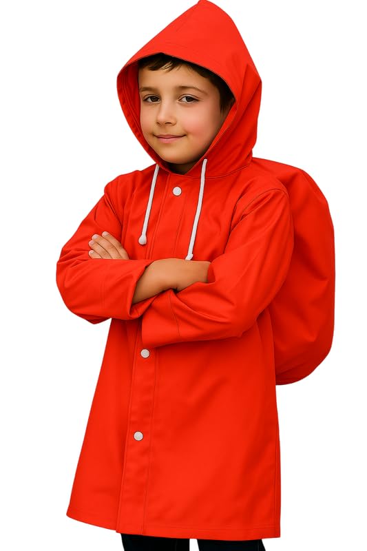 School Bag Cover Kids Plain Raincoat (Red,Multisize)-image-27