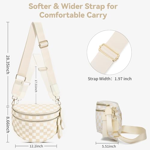 Checkered Crossbody Bag for Women Bum Bag Cross Body Shoulder Purses Bag - image 2