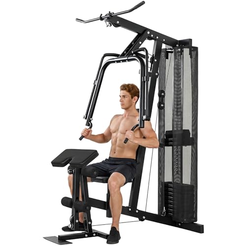 SPORTNOW Multi Gym, All in One Home Gym Machine with Adjustable Seat and Back, 45kg Weight Stack, Lat Pull Down, Chest Press, Leg Extension, Bicep Curl for Full Body Strength Training