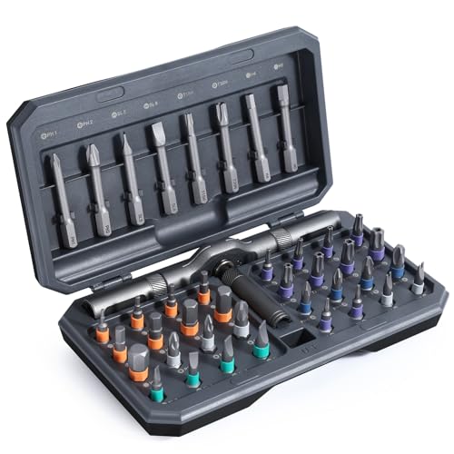 JXTZ Ratchet Screwdriver Set, 42 in 1 Magnetic Screwdriver Set with T Handle, DIY Multi Bit Magnetic Drive Set, Versatile Repair Tool for Home Appliances Bicycle Motorcycle, Grey