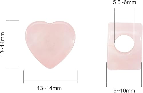 Miniatura 3 de LiQunSweet 10 cuentas de corazón europeo de cuarzo rosa natural con agujero grande, cuentas sueltas pulidas para manualidades, pulseras, collares,
