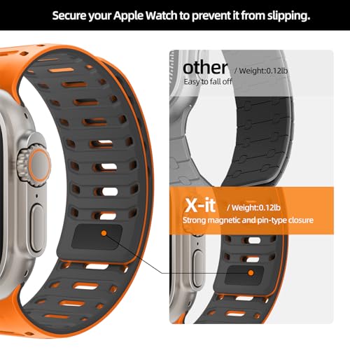 Image of X-it Magnetic Watch Band for Apple Watch Ultra 49mm, 46mm /45mm /44mm, Silicone Sport Strap with Strong Magnet for Men and Women, Compatible with Apple Watch Series 11 /10 /9 /8 /7 /6 /5 /4 /3 /2 /1 and SE