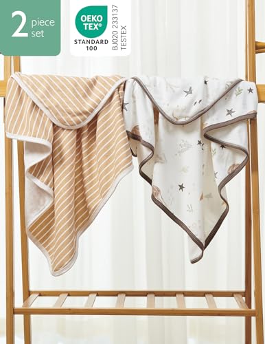 Image of Momcozy Baby Towel with Hooded-2 Pack Soft Bath Towel Set-Shower Gifts or Bath Essential for Infant,Newborn, Toddler (28 X 28 Inch, Ocean Whimsy)