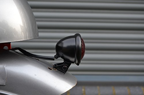 Motorrad LED Stop Rücklicht - Homologated - Glänzend Schwarz mit Rot Gläser für Cafe Racer, Scrambler, Maßgefertigt Projekt