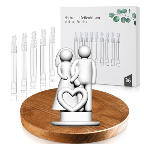 Nordstern Seifenblasen Hochzeitspaar 36er Set - Seifenblasen Flüssigkeit mit Brautpaar-Griff - Als Gastgeschenk und Deko für Hochzeit, Goldene Hochzeit, Verlobung