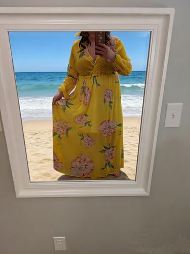 Image of Nuofengkudu Womens Chiffon Deep V-Neck Maxi Dress Summer Boho Dresses(S-5XL)