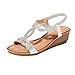 Keil Strass Sandali Donna Vintage Sandali Scarpe Scarpe Casual Boemia Donna Keile Scarpe Estive Beige, argento, 39 EU