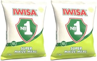 Iwisa Maize Meal 1kg | 2 Pack | South African Pap Meal | White Cornmeal | Staple Food | Value Pack| Plastic Bag