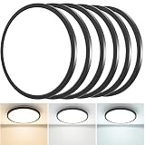 6 Pack LED Flush Mount Ceiling Light 9Inch Black, 24W 2100LM & 3 Color Temperatures 3000/4500/6000K