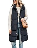 Fiona Jolin Long Puffer Vest Women Sleeveless Hooded Puffy Jacket Coat Outerwear Vest Gilet