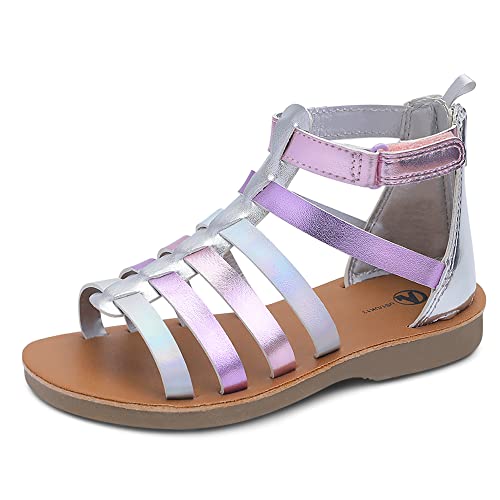 Mixin Girls Sandals Strappy Gladiator Casual Flat Sandals With Heel Zipper Open Toe Breathable Summer Shoes For Little/Big Girls, Multicoloured 3 M #TOP18