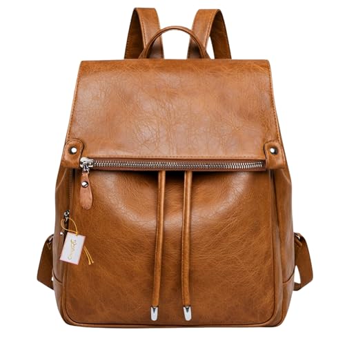 Mochila Bolsa Feminina Media Casual Trabalho Vintage Passeio Prática Para o Seu Dia a Dia Elegante Resistente e Reforçada (Marrom Claro)