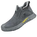 [Muluso] 安全靴 スニーカー あんぜん靴 メンズ スリッポン スエード 大きいサイズ 鋼製先芯入り 作業靴 軽量 釘踏み抜き防止 衝撃吸収 耐摩耗 通気性 電気工事 建設現場 溶接作業 電車通勤用 24.0 cm