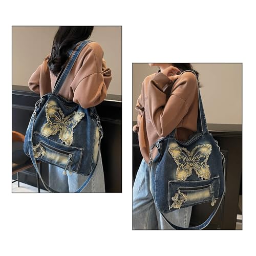 Bolso Tote Denim Retro Y2K con Gran Capacidad miniatura 2
