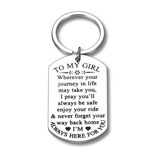 To My Little Girl Inspirational Gifts Keychain For Daughter From Mom Dad Sweet 16th 18th 21st Birthday Graduation Wedding Christmas Mothers Day Gift For Step Teen Adult Daughter Girls Kids Keyring