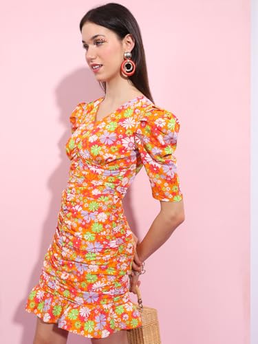Image of Tokyo Talkies Women's Short Sleeves V-Neck Printed Dresses | Stylish| Casual