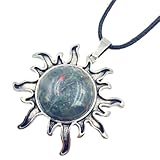 Fashion natural crystal big sun pendant inlaid gemstone pendant red agate snowflake stone men and women personality necklace daily wear jewelry - 1PC,Bloodstone,One size