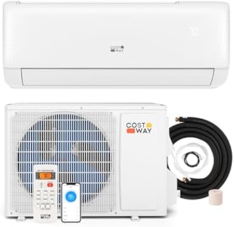 COSTWAY 9000 BTU Mini Split Air Conditioner, with Heat Pump, 20.5 SEER2 115V Inverter, 24H Timer, Auto Clean, Remote Control for Rooms up to 450 Sq.Ft (Airtural Series)
