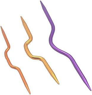 LAMXD 3Pcs Knitting Cable Needle Crooked Needle Twist Curved Hand Knit Needles Curved Crochet Hooks Aluminum Knitting Stitch Holders (Random Color)
