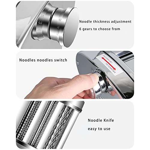 Electric Family Maker Machine Noodle Maker Dough Noodle Machine Small Multifunction Stainless Steel 6 Adjustable Thickness Settings For Fettuccine, Dough (Two Knives) (Four kni (Two knives) (Two - 6