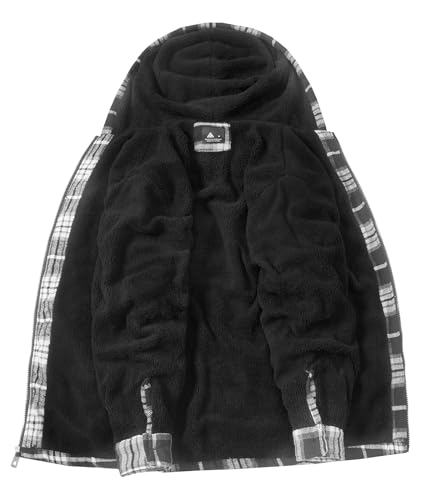 Image of SCODI Men's Flannel Jacket Sherpa Lined Plaid Fleece Hoodies Zip Up Coat | Winter Warm Outwear, Thick Sweatshirt, Outdoor, Ski, Hiking, Sports, Work, Office, Daily Wear, Machine Wash, with 4 Pockets