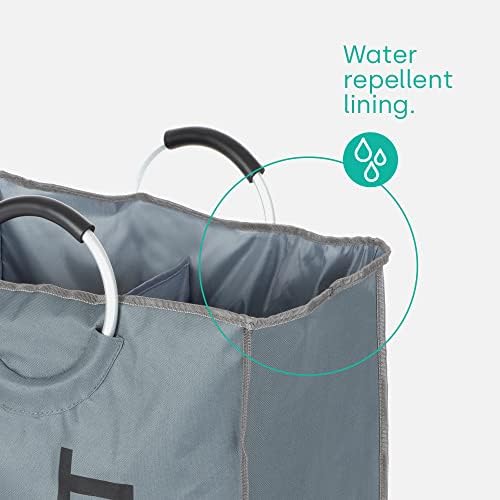 LIVIVO Large Portable 2 Section Double Collapsible Light And Dark Washing Laundry Basket Bag Folding Laundry Hamper - Grey