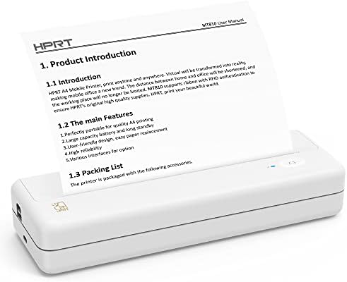 HPRT Wireless Portable Printers - Portable Printers Wireless for Travel, Mobile Office, School, Home - Bluetooth Wireless Printer Compatible with iOS Android Phone & Laptop