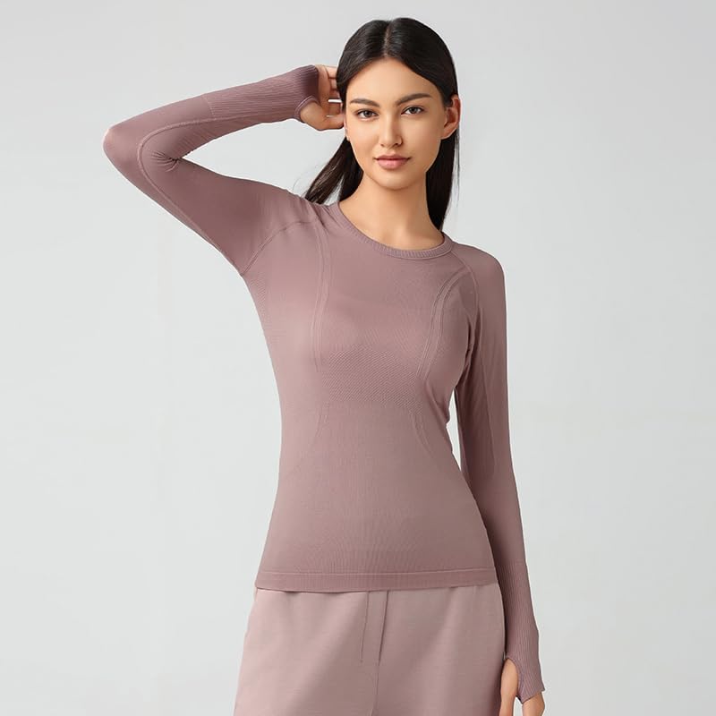 LUYAA Women's Workout Tops Long Sleeve Shirts Yoga Sports Breathable Gym Athletic Top Slim Fit - Image 4