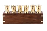 Bhartiya Handicrafts Vintage Medieval Brass Elegant Rum Shot whiskey Cups Glasses with Copper Anchor