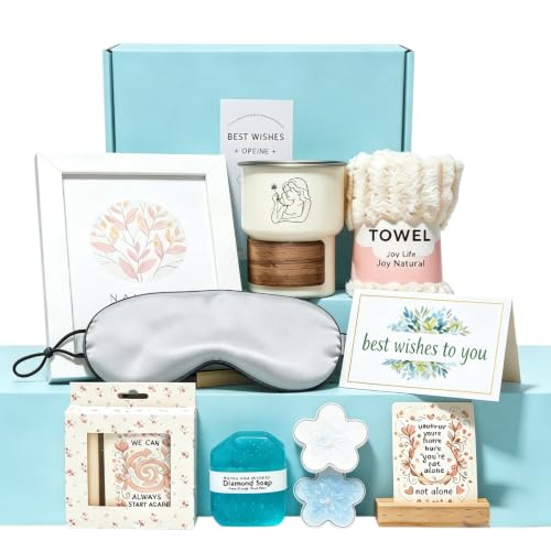 New Mom Gift Baskets, Birthday Gift Box Ideas for Women, Mom, Her, Mothers, Girl, Get Well Soon Gift Set, Self Care Package (Blue)