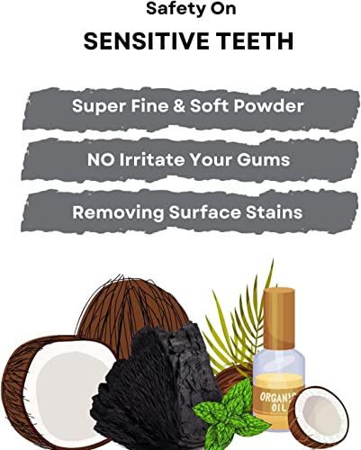 Verem Teeth Whitening Activated Charcoal Powder - 50 Gm | For Tobacco Stain, Tartar, Gutkha Stain And Yellow Teeth #TOP6