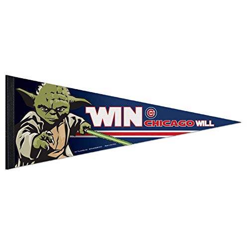 Bek Brands Baseball Teams Special Collector’s Flag Banner Pennant with Yoda, Chewbacca, Darth Vader, 12 x 30 in (Chicago Cubs, Yoda)