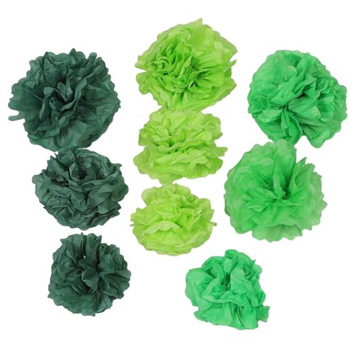 Pompones de papel de seda verde para accesorios de fotomatón y adornos en fiestas de primavera