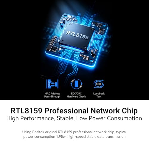 Image of USB C 10G Ethernet Adapter USB to 10Gb RJ45 Network Card | Realtek RTL8159, compatible with Thunderbolt 3 /4 /5, fanless aluminum cooling, low power for laptop, PC, NAS, Windows