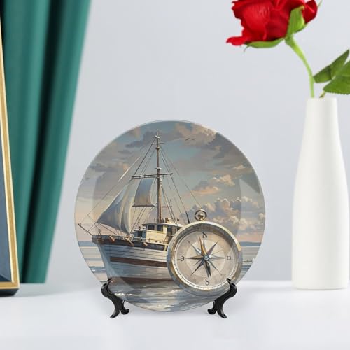 Plato decorativo Bone China con soporte 7 pulg miniatura 6