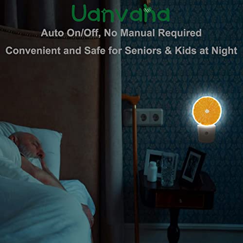 Image of Orange Slice Night Light Sweet Fruits Yellow Night Lights Plug into Wall 0.5W LED Lighting Auto on /Off for Hallway Stairway Kitchen Home Decor