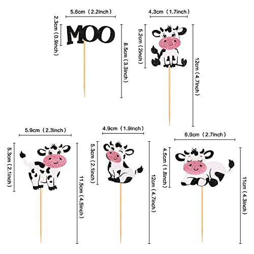 Cyodoos 30Pcs Cow Cupcake Toppers Farm Animals Moo Cupcake Picks Cow Theme Baby Shower Kids Birthday Party Cake Decorations Supplies #TOP1