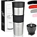 Produktbild Milu Thermobecher 350ml & 450ml - Isolierbecher Kaffeebecher to go, 100% Auslaufsicher, Trinkbecher Edelstahl, Autobecher doppelwand Isolierung, Thermo Becher, Travel Mug (Schwarz, 450ml)